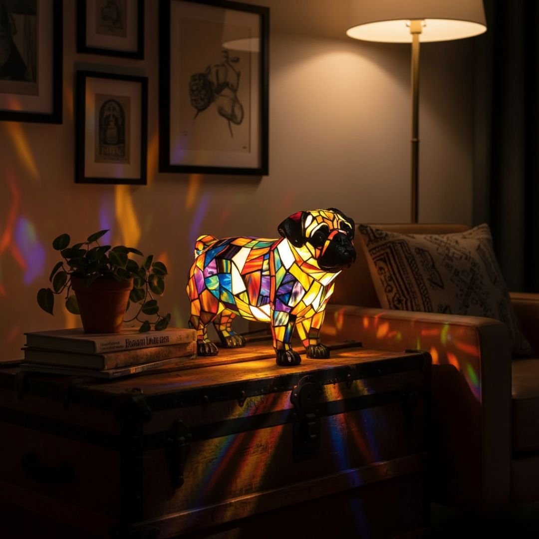 Luminária Artesanal – Pippa The Pug Of Brilho Eterno and Warm Hearth