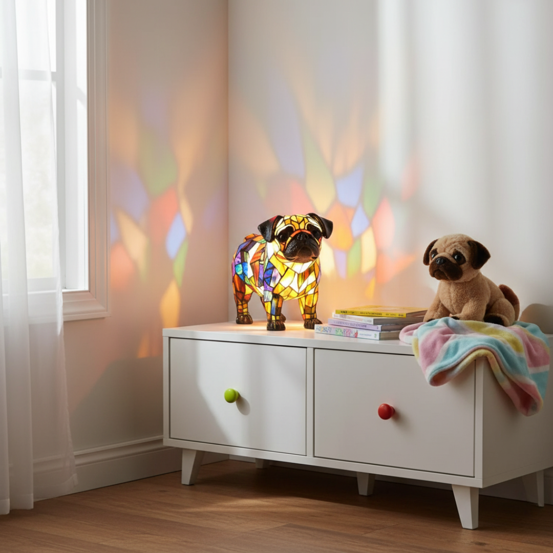 Luminária Artesanal – Pippa The Pug Of Brilho Eterno and Warm Hearth